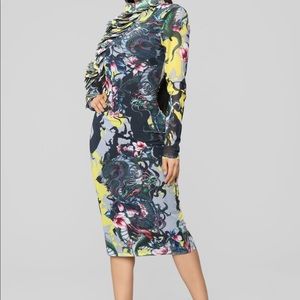 Fashion Nova dragon scale body con dress